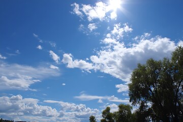 Blue sky clouds sunny summer days photo shot  
