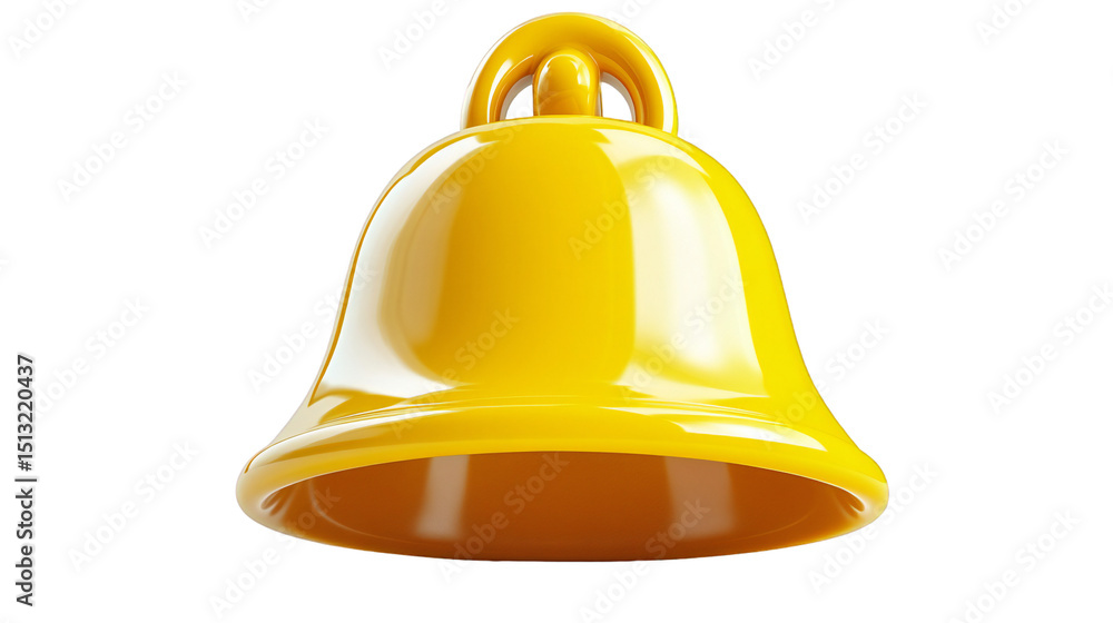 Poster a glossy yellow bell with a looped handle on a black background in a studio shot on transparent back