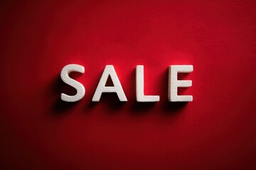 Eye-Catching SALE Text on a Bold Red Background, Perfect for Retail Promotions, Marketing Campaigns, and Discount Banners