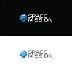 Professional space-themed logo design featuring a stylized circular sphere with orbit-like lines and bold futuristic typography—perfect for space, science, innovation, or tech-related branding.