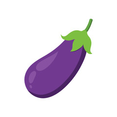 Simple single isolated eggplant vegetable illustration on clean white background