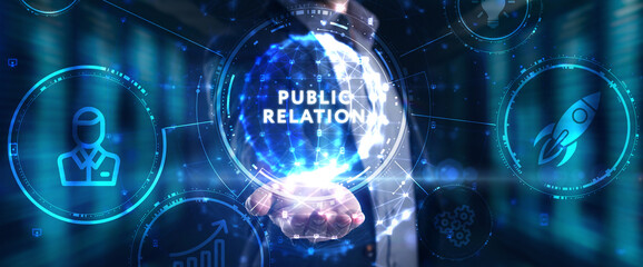 PR Public relations concept. Communication advertising marketing strategy.
