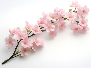 Naklejka premium Delicate Pink Cherry Blossoms on a White Background