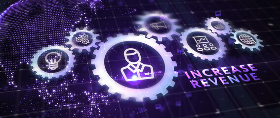 Increase revenue concept. Business, Technology, Internet and network concept. 3d illustration
