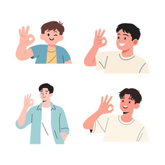 Four Young Men Showing the "Okay" Sign