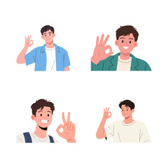 Four Smiling Men Showing the "Okay" Hand Gesture