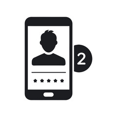 Smartphone with profile rating system and notification count two simple design