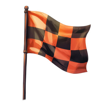 recommend clip art: cartoon racing flag, A vibrant cartoon racing flag with a checkered design, isolated on transparent background