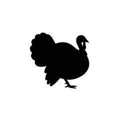 Vector silhouette of a turkey. Farming poultry concept. Thanksgiving symbol icon