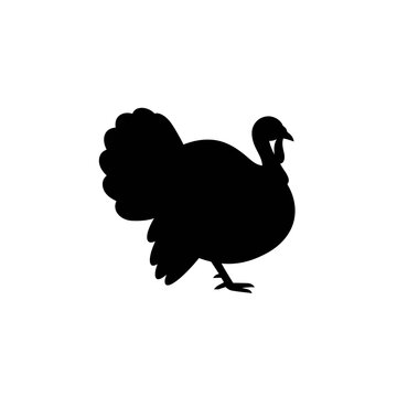 Vector silhouette of a turkey. Farming poultry concept. Thanksgiving symbol icon