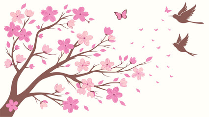 Fototapeta premium pink cherry blossom vector background