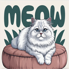 illustration, animal, pet, vector, drawing, cat, cute, kitten, cartoon, graphic, design, kitty, isolated, art, character, background, white, breed, icon, colorful, print, funny, decoration, doodle,