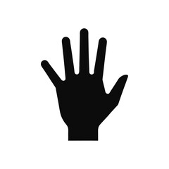 Isolated silhouette of human hand showing five fingers against a white background