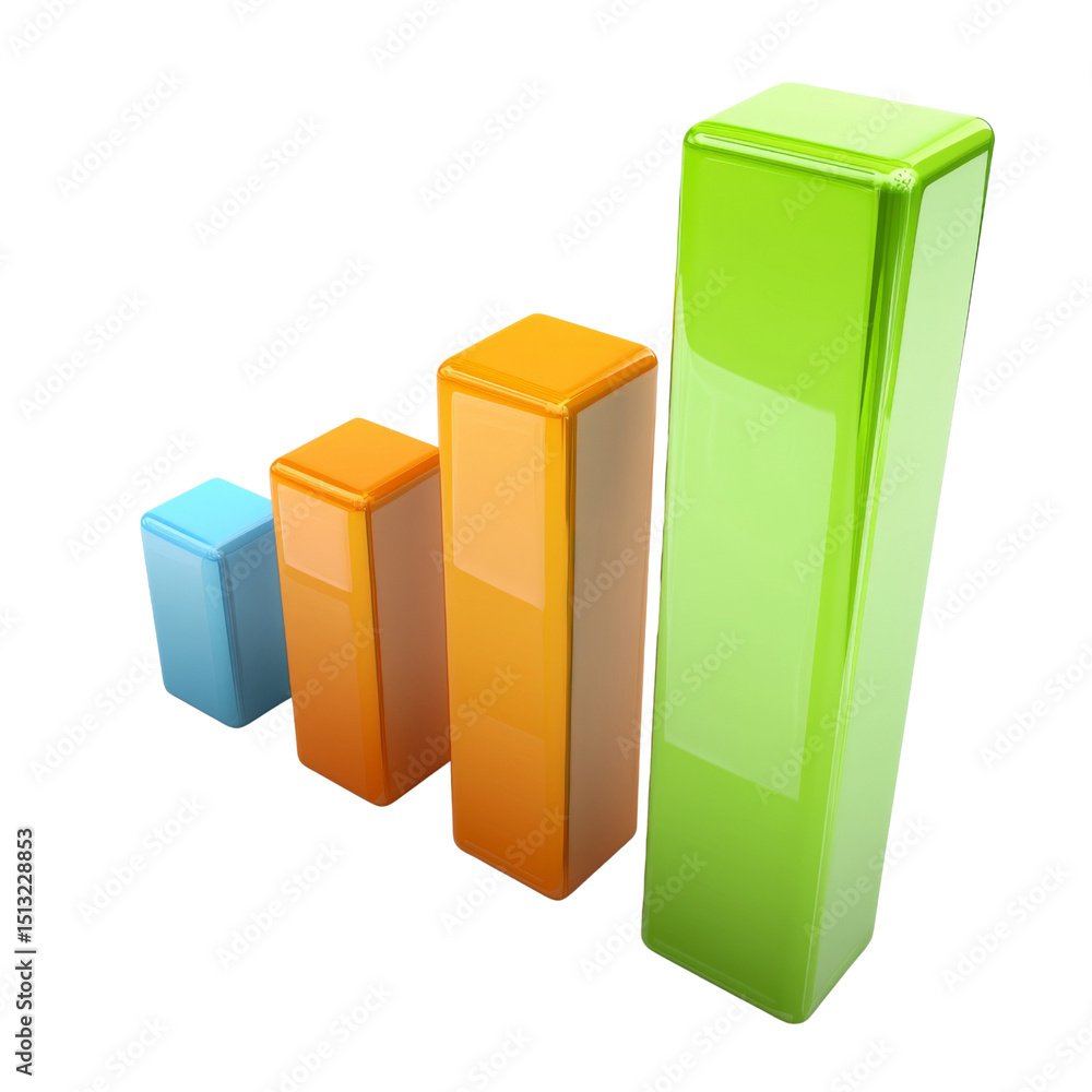 Poster colorful bar graph representing growth and progress in data visualization