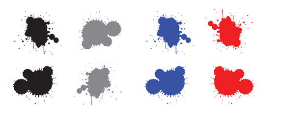 set of colorful ink splashes
