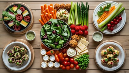A delectable catered meal package.  Appetizers, vegetables, cheese rolls, and balls are all part of the healthy finger food range.  Delicious nibbles for lunch parties and buffets.  environmentally sa