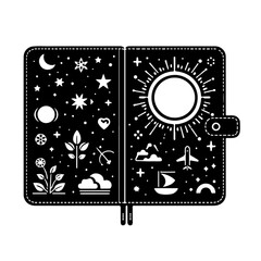 Open Journal Vector Icon - Travel & Nature Planner Silhouette