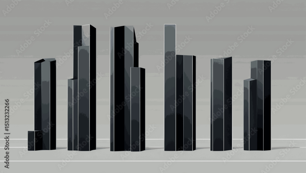 Aufkleber vertical brutalist pillars. vector composition with grid alignment and stark visual rhythm.