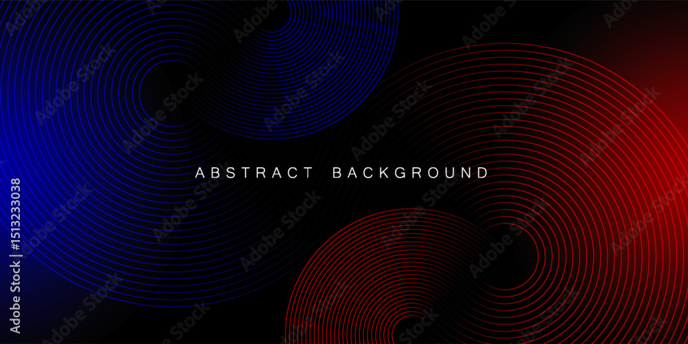 Wall mural abstract futuristic technology lines background with red and blue light effect. gradient circle line