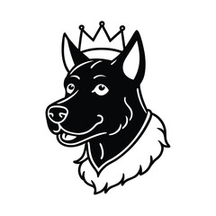 black dog head wearing crown pet animal vector