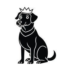black dog wearing crown pet animal vector