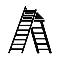 black ladder icon for construction and home repair