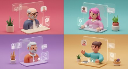 Diverse Avatars in a Virtual Meeting: 3D Render