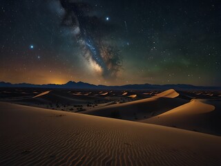 Desert Landscape Under Starry Night Sky