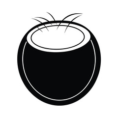 black vector silhouette coconut half illustration