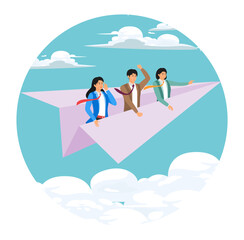 Aspirations concept. Team winning business achievement.