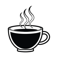 black vector silhouette coffee cup with smock flo