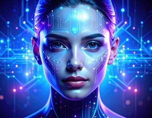 Futuristic Digital Avatars with AI Facial Technology, Generated image