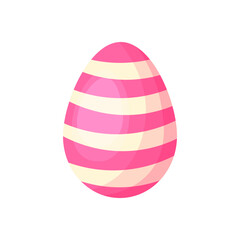 Pink Striped Easter Egg, single element. For Greeting Cards, invitations.  In hand drawn style. Stock image on white background