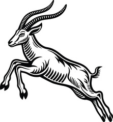 Obraz premium Abstract Antelope and Gazelle Vector Illustrations – Minimalist Black and White Animal Art