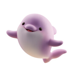 Adorable Purple Dolphin Mascot on White Background