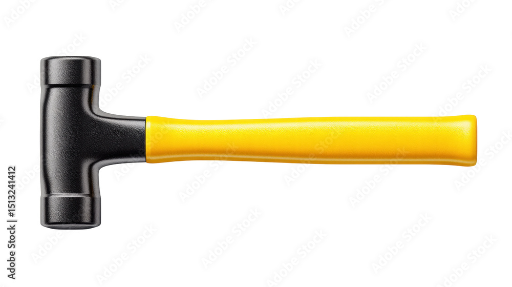Poster hammer isolated on transparent background with yellow handle tool