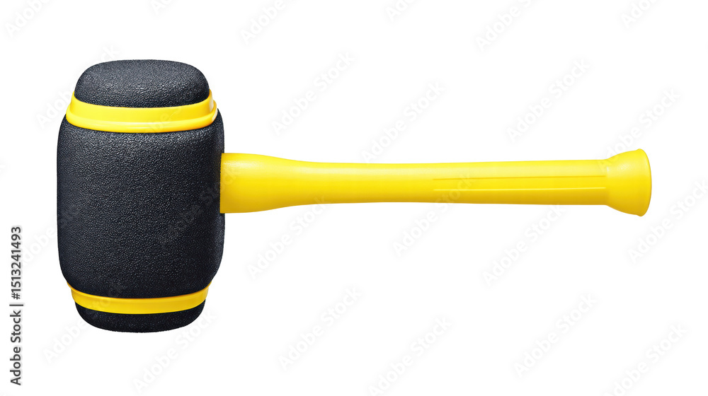 Poster soft hammer isolated on transparent background with yellow handle