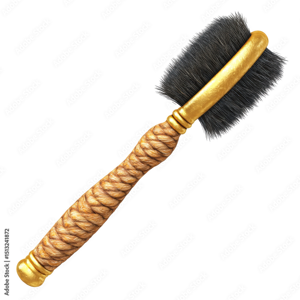 Poster isolated brush on transparent background with golden handle