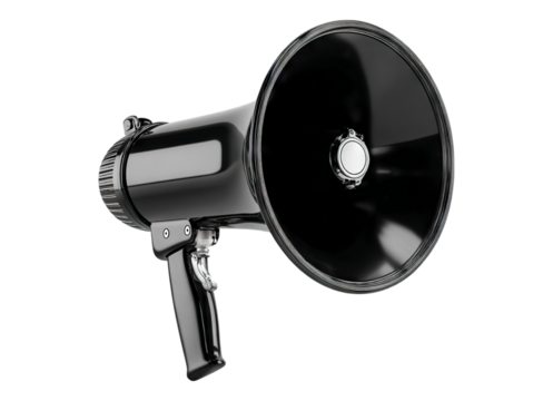 Black megaphone announcement public