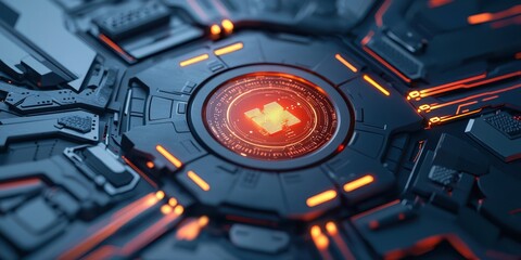 economy consumption digital concept. Futuristic circuit design with glowing elements and intricate details.