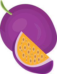 Colorful Passion Fruit Illustration – Whole and Sliced View