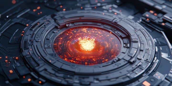 economy consumption digital concept. Futuristic circular design with glowing elements and intricate patterns.