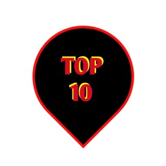 Text Top 10 on graphic vector isolated on white background 