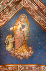 Obraz premium Prato - The medieval ceiling fresco of St. Matthew the Evangelist in church San Francesco (Sala del Capitolo) by Niccolò Gerini (1395 - 1400).