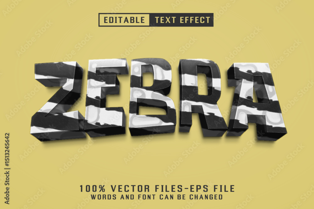 Poster zebra 3d text - editable text effect