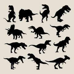 dinosaur silhouette collection set vector art
