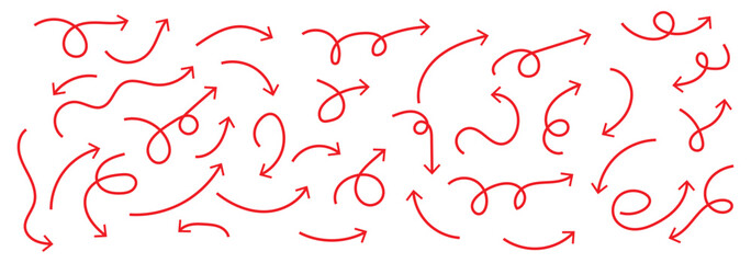 Set of simple lines hand drawn black arrows in various style. Set of simple of hand drawn black arrows. Set of simple lines hand drawn black arrows. Various of simple lines arrows collection