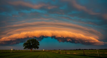 Majestic Sunset Shelf Cloud Nature's Breathtaking Arched Wonder