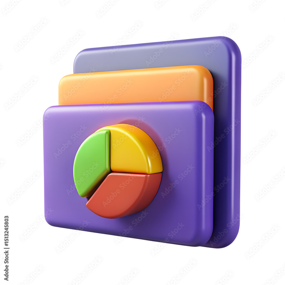 Aufkleber A colorful 3d rendering depicting data analysis with a pie chart style icon for statistical representation