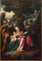  PIACENZA, ITALY - MAY 21, 2025: The baroque painting of Holy Family  in the church Chiesa del Corpus Domini by Camillo Procaccini (1610). © Renáta Sedmáková